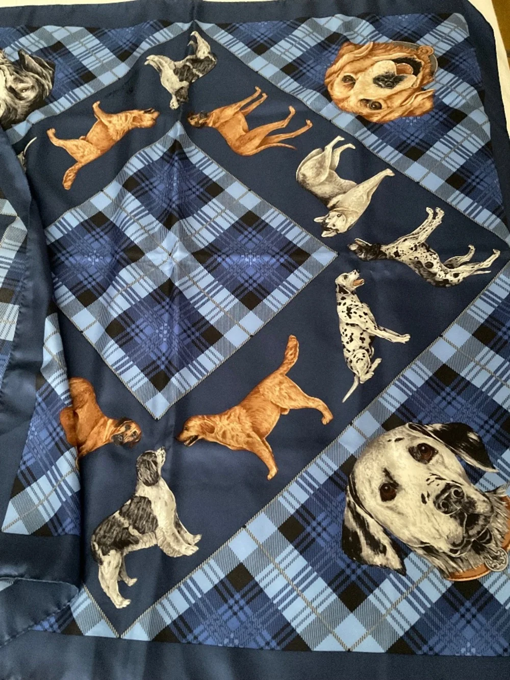 Brooks Brothers Plaid Dogs Silk Scarf